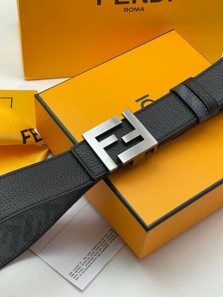 Мужской ремень двухсторонний Fendi мужской кожа черный 135017-5