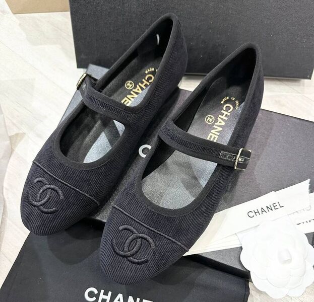 Балетки Chanel женский вельвет черный 132196