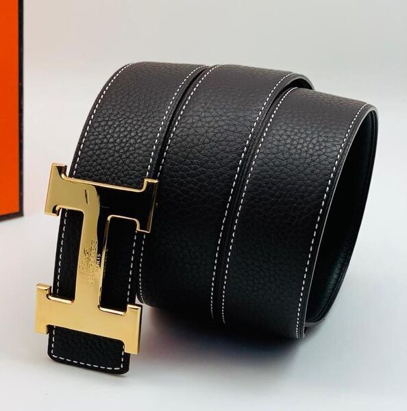 Мужской ремень Hermès мужской кожа черный 52534