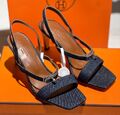 Босоножки Hermès женский джинса синий 152718-1