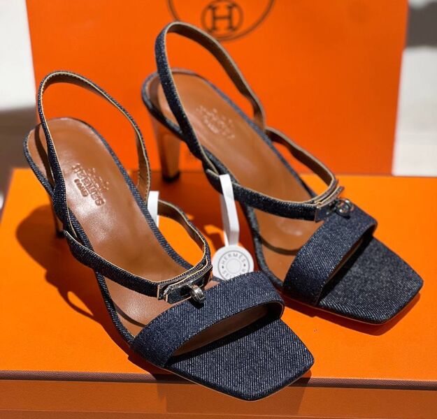 Босоножки Hermès женский джинса синий 152718