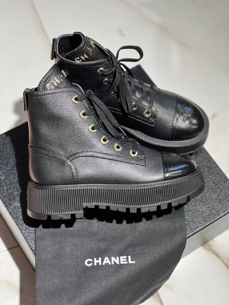 Ботинки Chanel женский кожа черный 130331-2