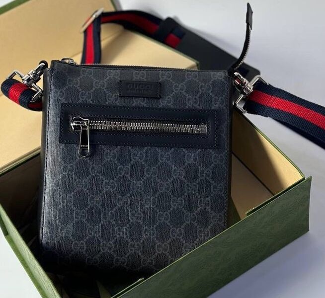 Мужская сумка мессенджер Gucci мужской канва графитовый 77996