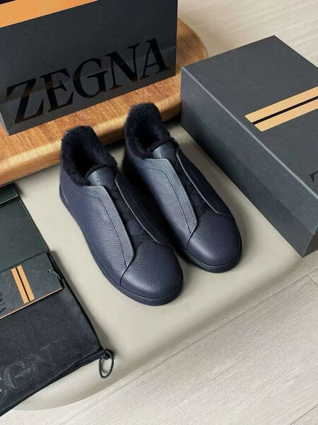 Мужские кеды Zegna мужской кожа синий 165928-6