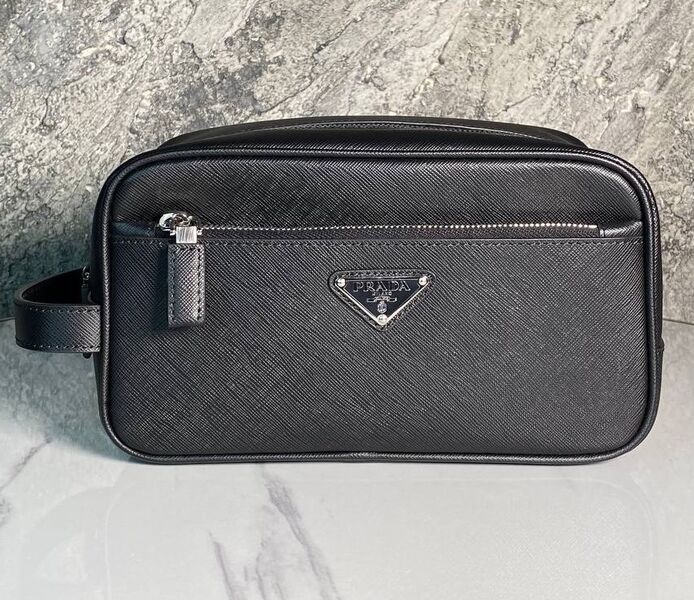 Мужской несессер космктичка Prada мужской кожа черный 171176