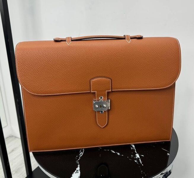 Мужской портфель Hermès мужской кожа бежевый 52079