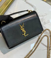 Сумка Saint Laurent Sunset Chain женский кожа черный 141998-3