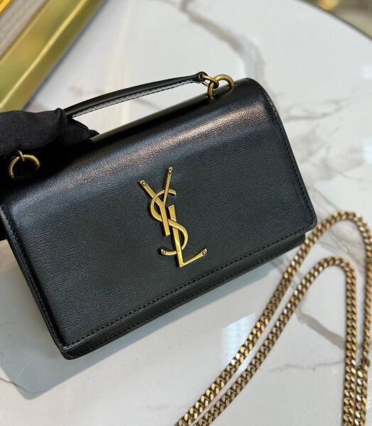 Сумка Saint Laurent Sunset Chain женский кожа черный 141998-3