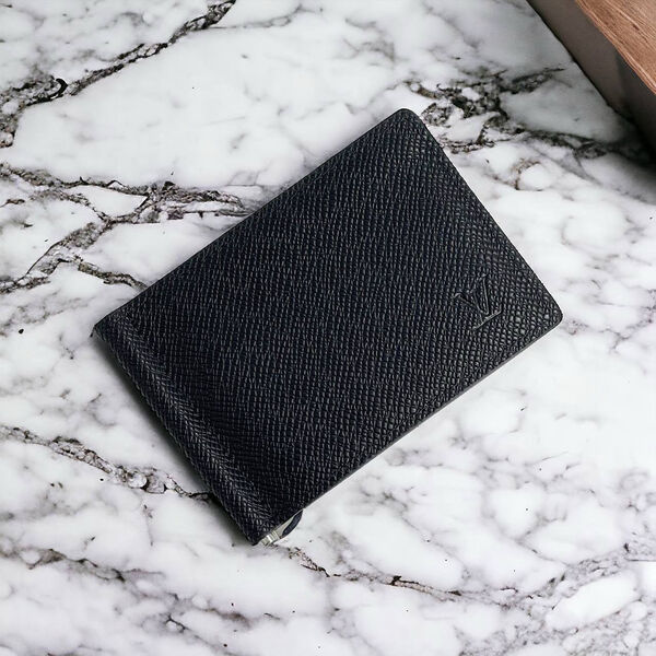Зажим для купюр Louis Vuitton мужской кожа черный 150017