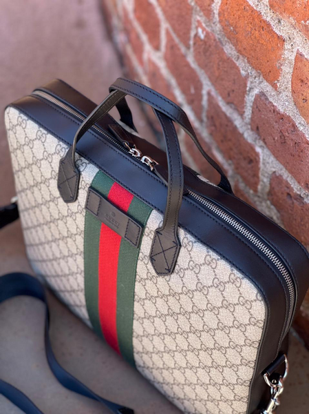 Мужской портфель Gucci мужской кожа бежевый 52072-2