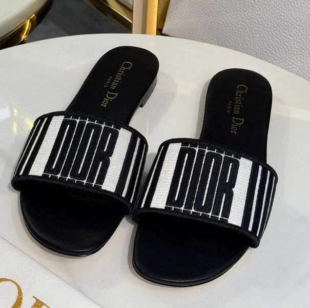 Шлепки Dior женский текстиль белый 191065