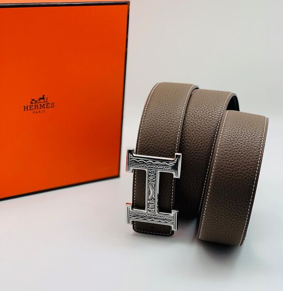 Мужской ремень Hermès мужской кожа бежевый 52546-2