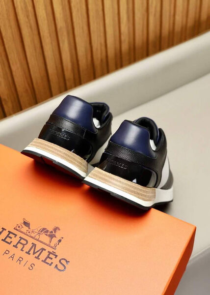 Мужские кроссовки Hermès мужской кожа черный 140293-4