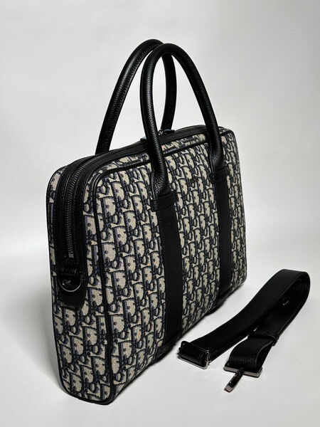 Мужской портфель Christian Dior мужской кожа swift черный,белый 132091-3