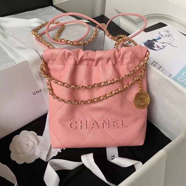 Сумка Chanel 22 женский кожа розовый 126353-2