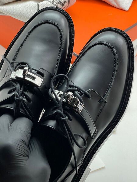 Дерби Hermès женский кожа черный 16349-19