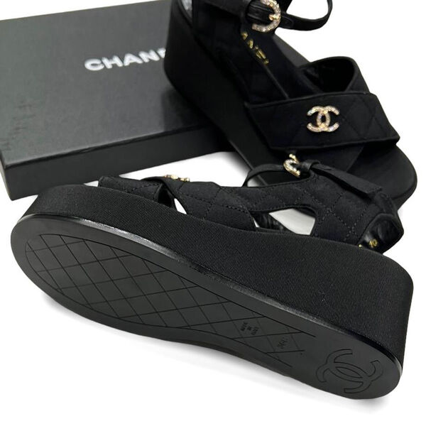 Босоножки Chanel женский замша черный 110141-4