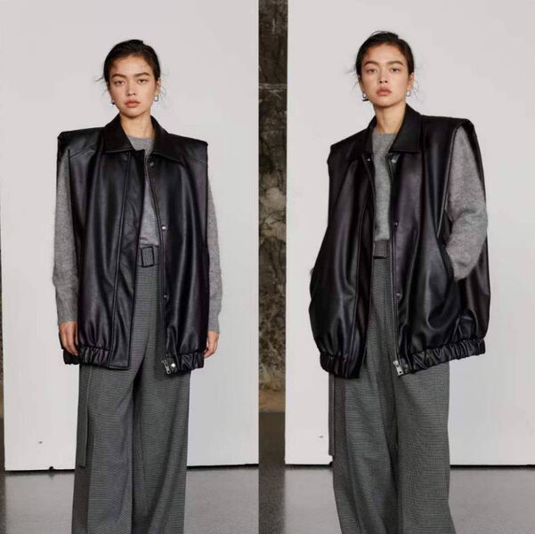 Жилет Maison Margiela женский кожа черный 159965-2