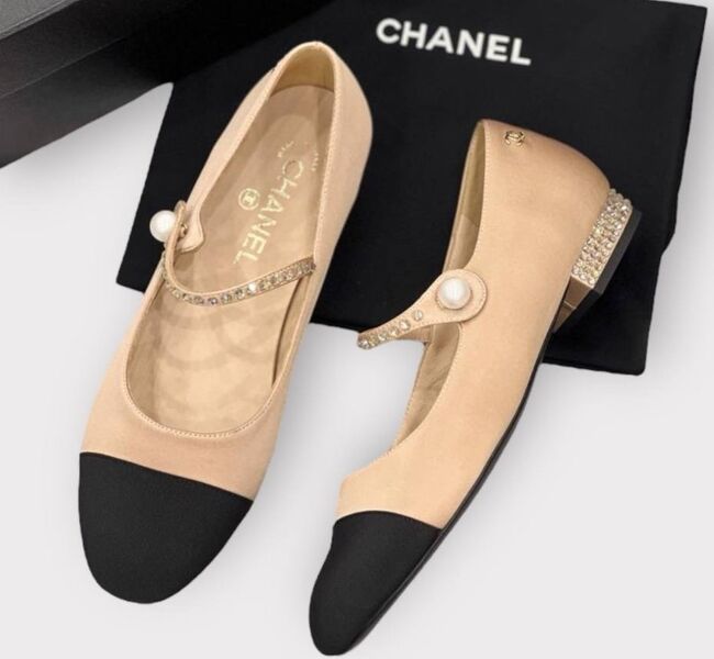 Балетки Chanel женский кожа бежевый 160573