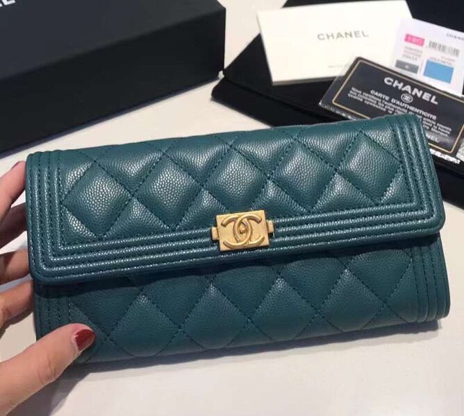 Кошелек Chanel женский кожа бирюзовый 101213