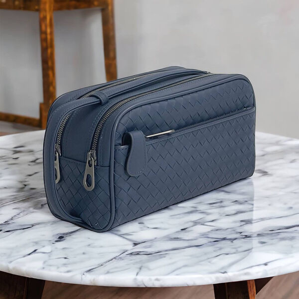 Мужской несессер косметичка Bottega Veneta мужской кожа синий 149992-4