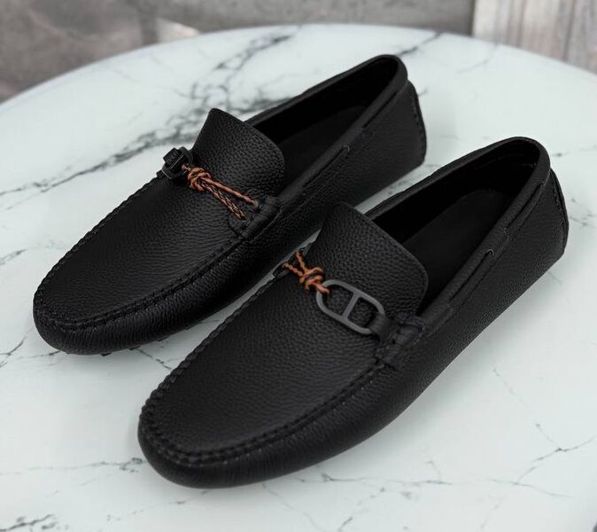 Мужские мокасины Hermès мужской кожа черный 185739