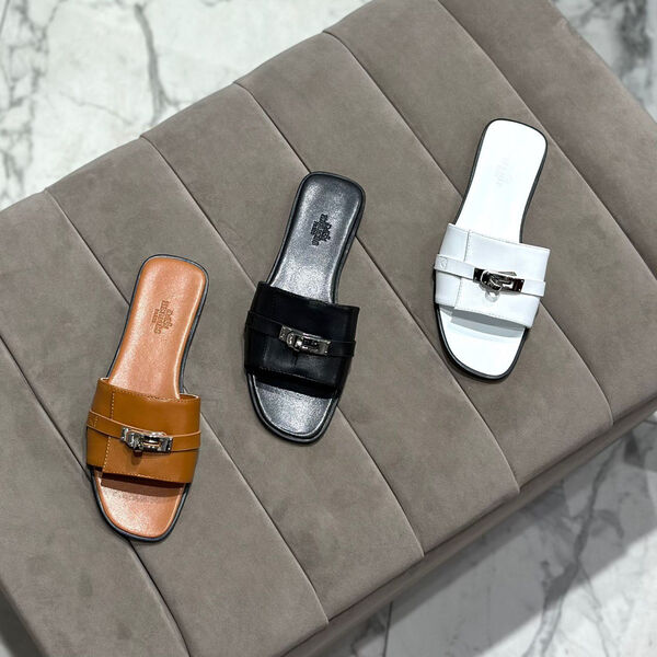 Шлепки Hermès женский кожа 112902-3
