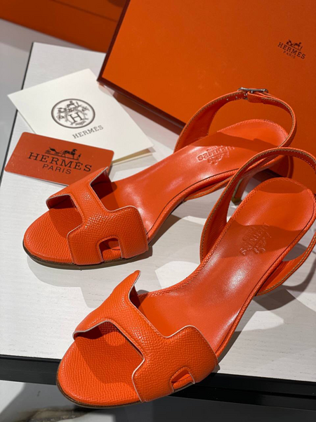 Босоножки Hermès женский кожа оранжевый 12266-4