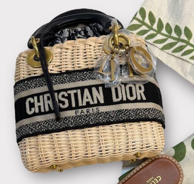 Сумка Christian Dior женский солома черный 187435