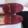 Лоферы Gucci женский замша бордовый 160127-2