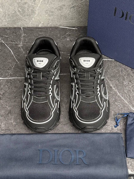 Мужские кроссовки Christian Dior мужской кожа черный 190369-3