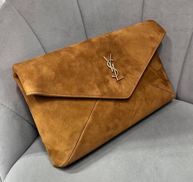 Клатч Saint Laurent женский замша бежевый 200887