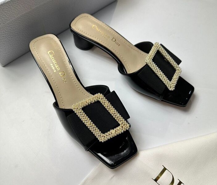 Шлепки Christian Dior женский кожа черный 114744