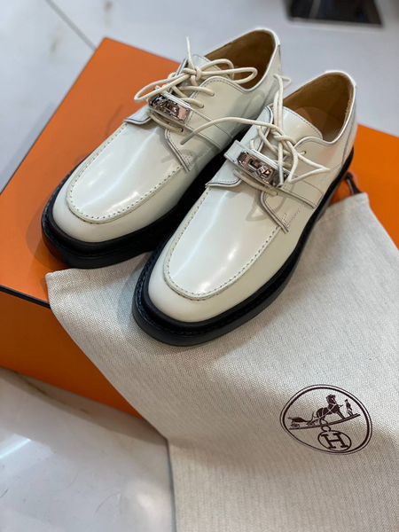 Дерби Hermès женский кожа белый 16355-7