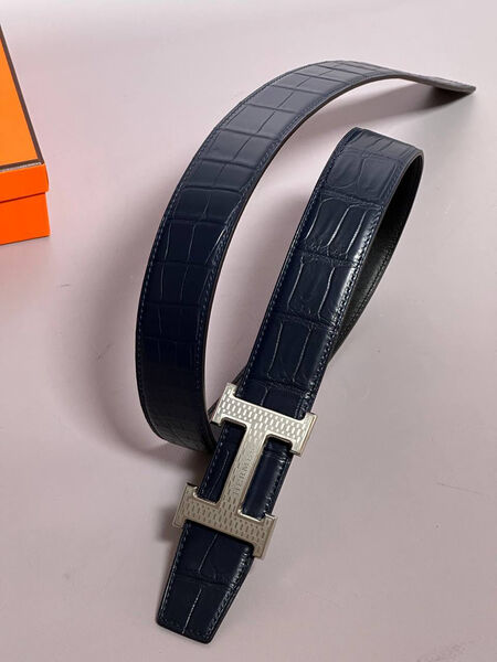 Мужской ремень Hermès мужской кожа синий 152873-2