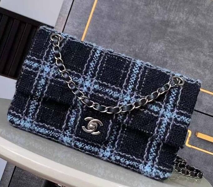 Сумка Chanel женский твид синий 170457