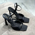 Босоножки Saint Laurent женский сатин черный 115107-2