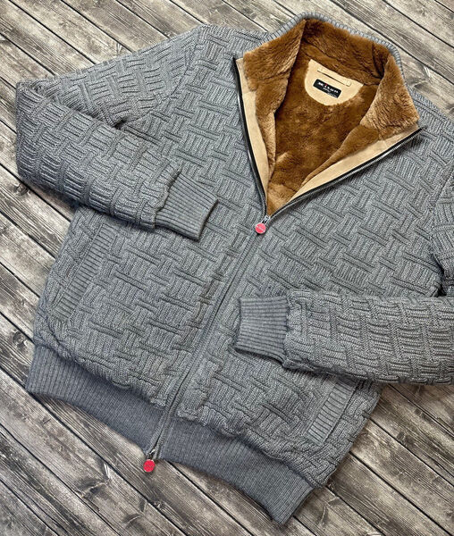 Мужской кардиган Kiton мужской вязаная ткань графитовый 108513-2