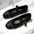 Балетки Chanel женский вельвет черный 156306-2