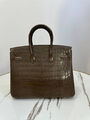 Сумка Hermès Birkin 25 женский кожа болотный 162969-2