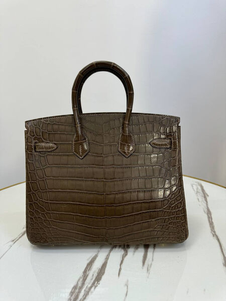 Сумка Hermès Birkin 25 женский кожа болотный 162969-2