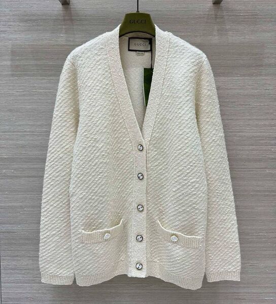 Кардиган Gucci женский вязаная ткань белый 169986