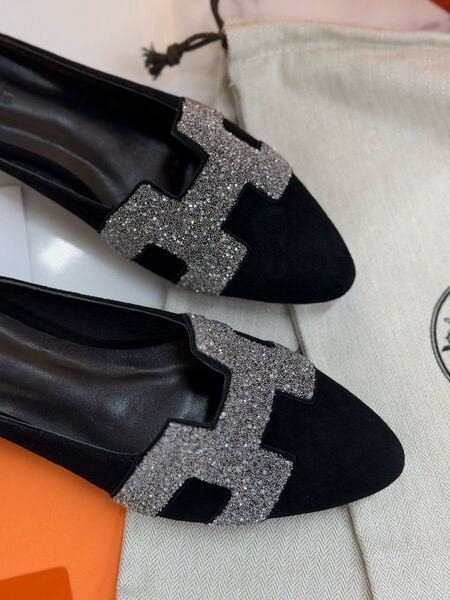 Сабо Hermès женский замша черный 186543-2