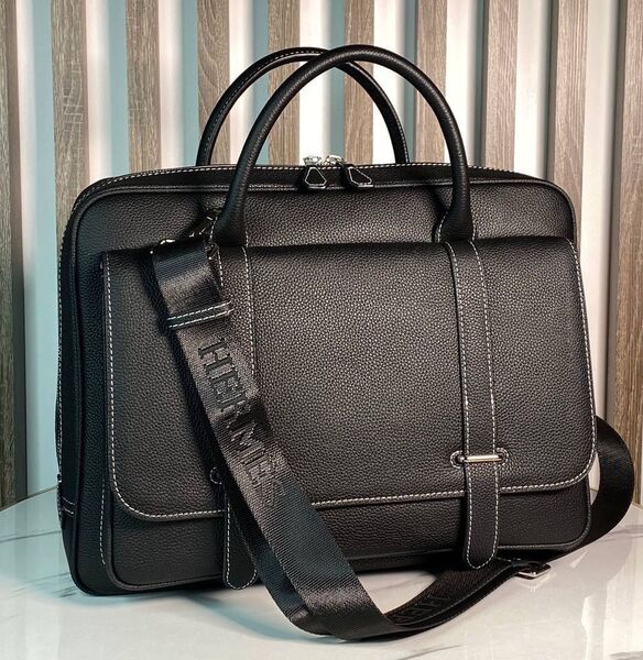 Мужской портфель Hermès мужской кожа черный 164055