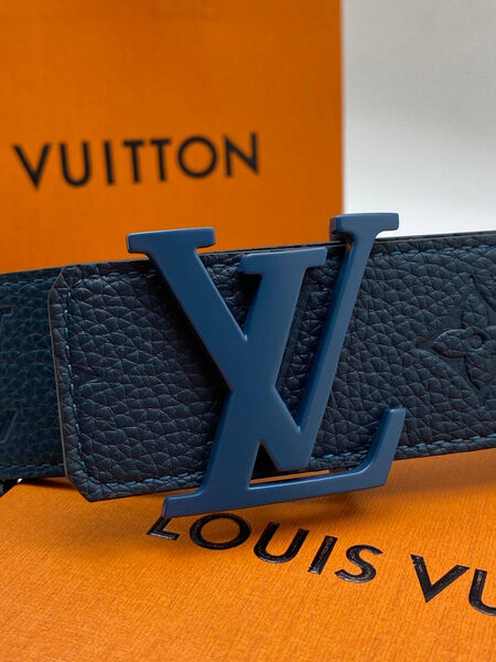 Мужской ремень Louis Vuitton мужской кожа синий 176183-4