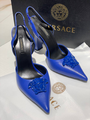 Босоножки Versace женский кожа синий 12905-2