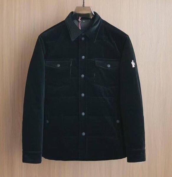 Мужская куртка Moncler мужской вельвет черный,серебристый 200521