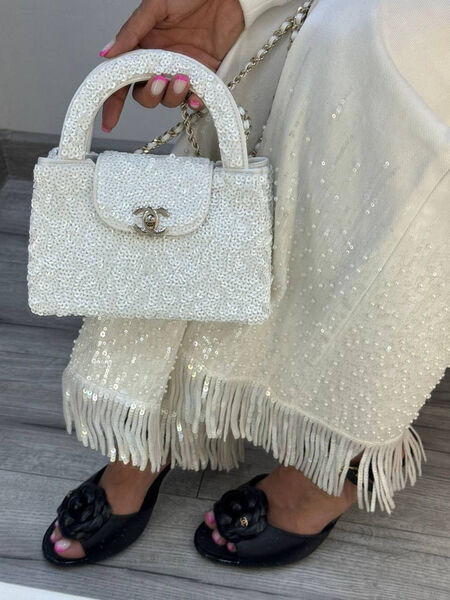 Сумка Chanel женский пайетки белый 192111-3