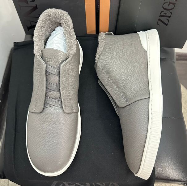 Мужские ботинки Zegna мужской кожа графитовый 168236