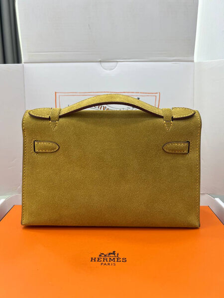 Сумка Hermèskelly Pochette женский замша горчичный 155737-2